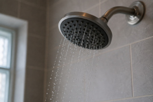low shower pressure, water pressure problems, clogged showerhead, plumbing leak detection, home plumbing repair